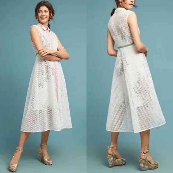 Anthropologie X Tracy Reece 2- Piece Cherry Blossom Midi Shirtdress - Picture 14 of 14